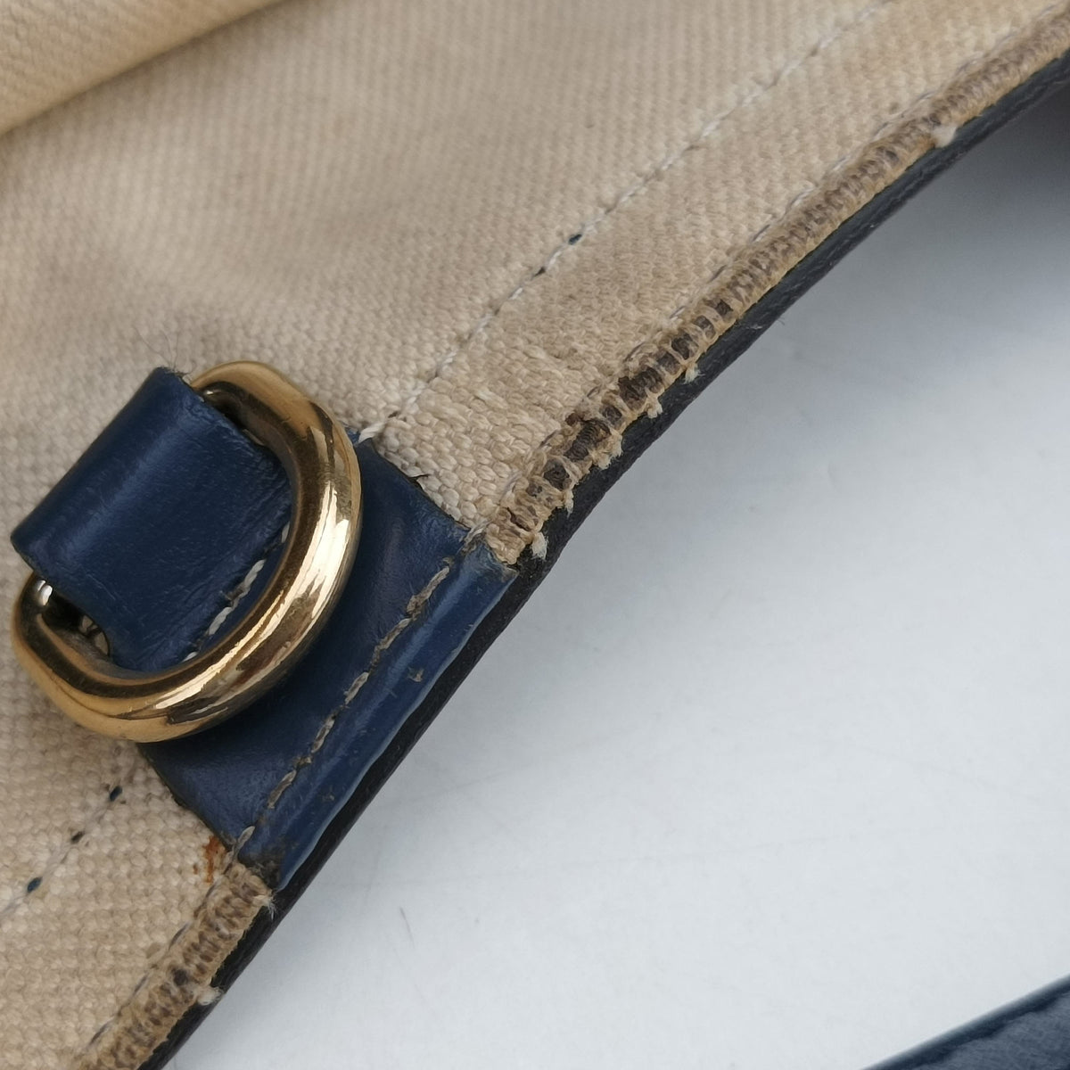 Vintage Gucci GG Craft Beige x Blue Canvas×Leather 247209 handbag | stylenewstar