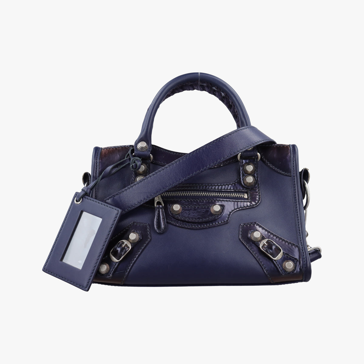 Pre-owned Balenciaga Classic City Mini Blue Leather  shoulderbag | stylenewstar