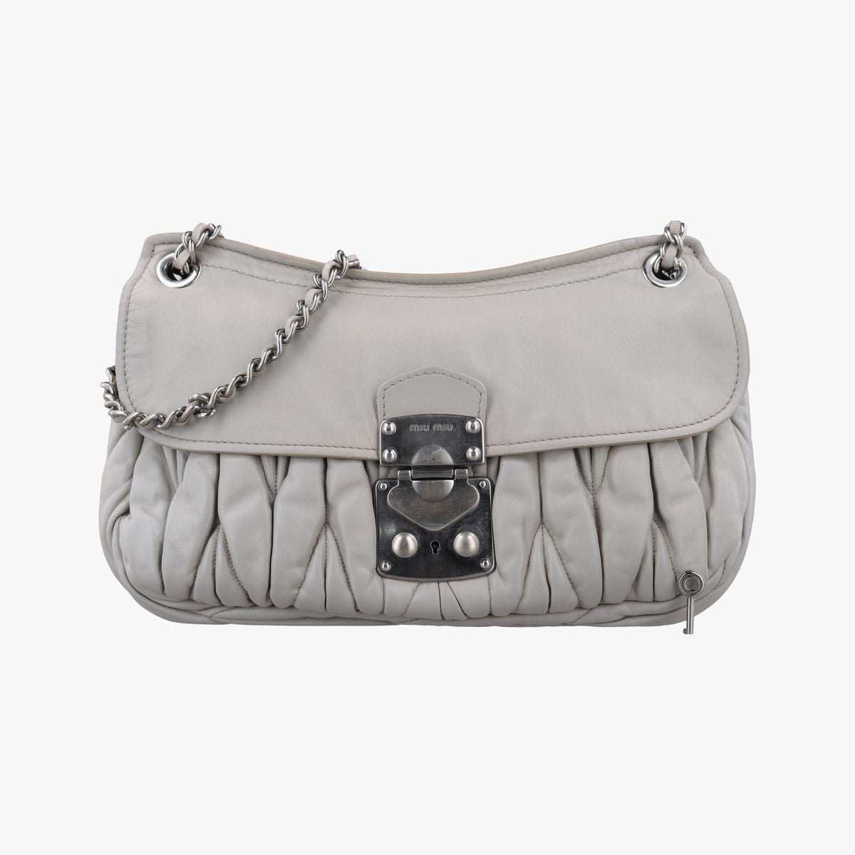 Vintage Miu Miu Matelasse Grey Leather  shoulderbag | stylenewstar