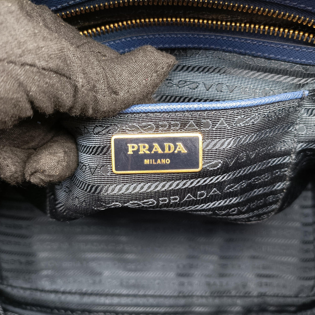 Pre-owned Prada Galleria Blue SAFFIANO Leather BN2274 handbag | stylenewstar