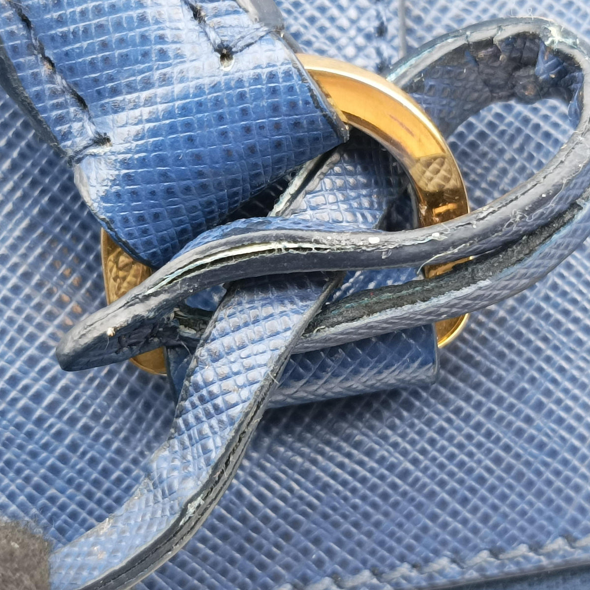 Pre-owned Prada Galleria Blue SAFFIANO Leather BN2274 handbag | stylenewstar