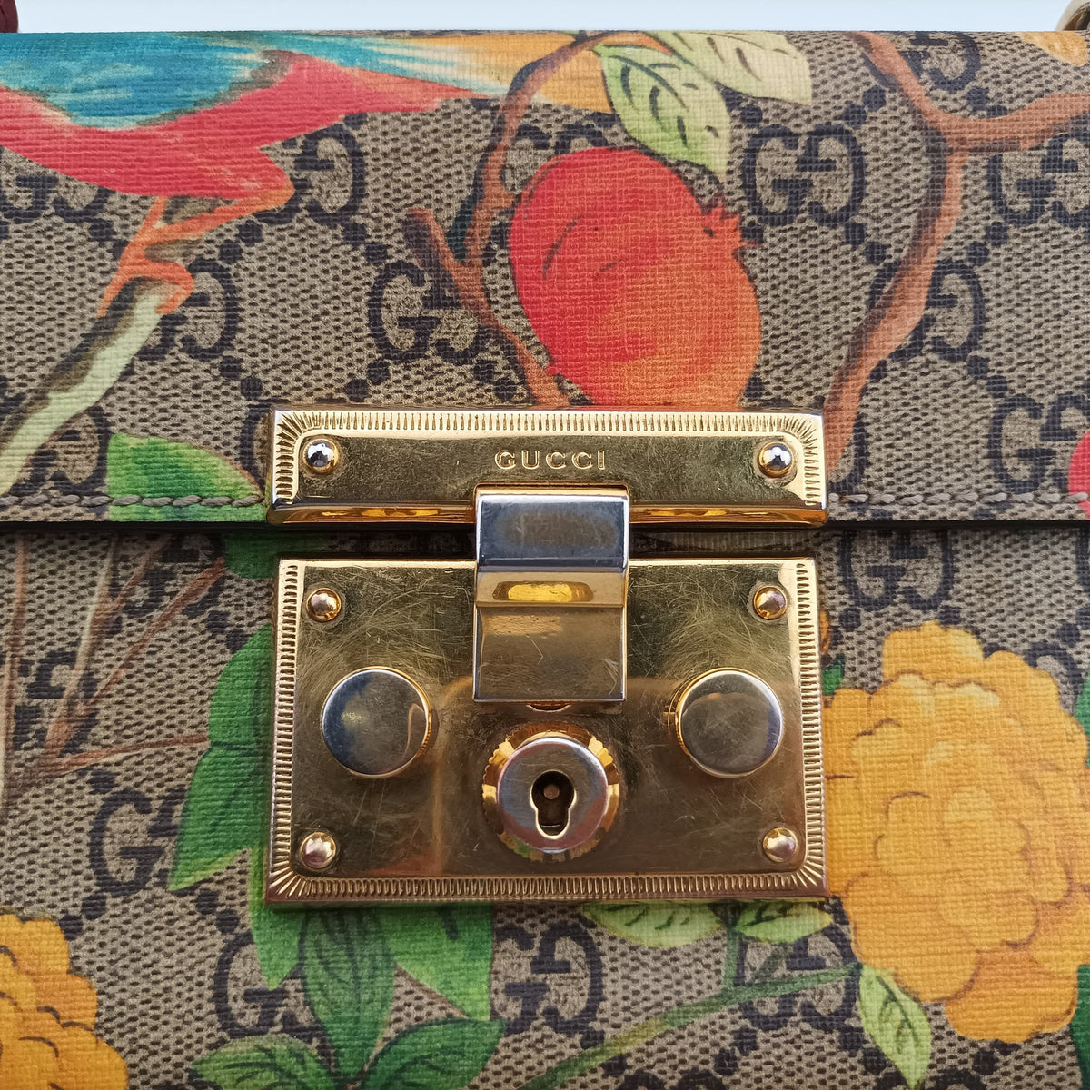 Pre-owned Gucci Padlock beige×Multicolour PVC coated canvas 409487 shoulderbag | stylenewstar