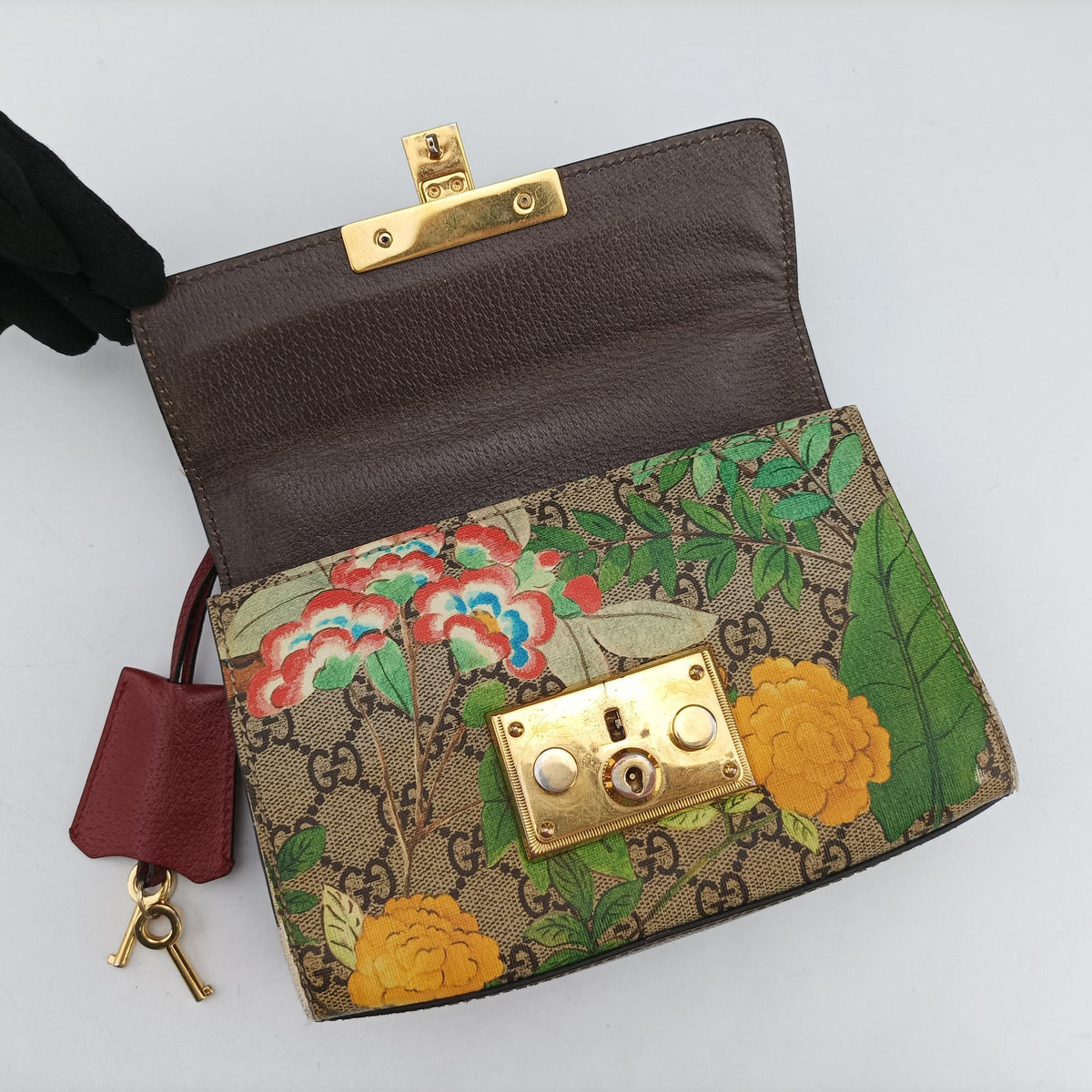 Pre-owned Gucci Padlock beige×Multicolour PVC coated canvas 409487 shoulderbag | stylenewstar