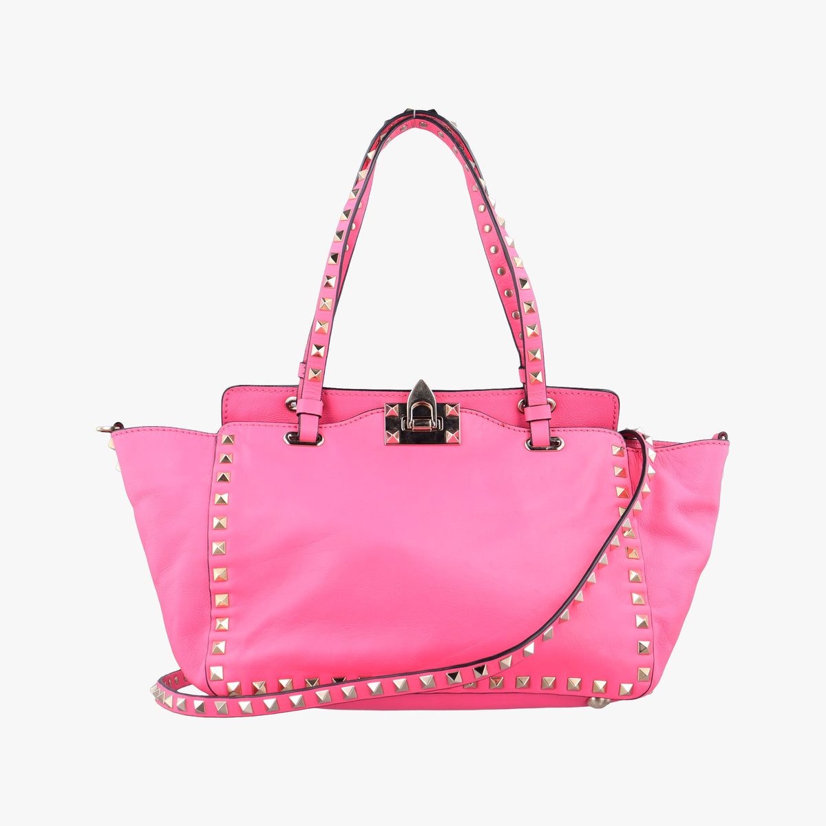 Pre-owned Valentino Rockstud Pink Leather  shoulderbag | stylenewstar