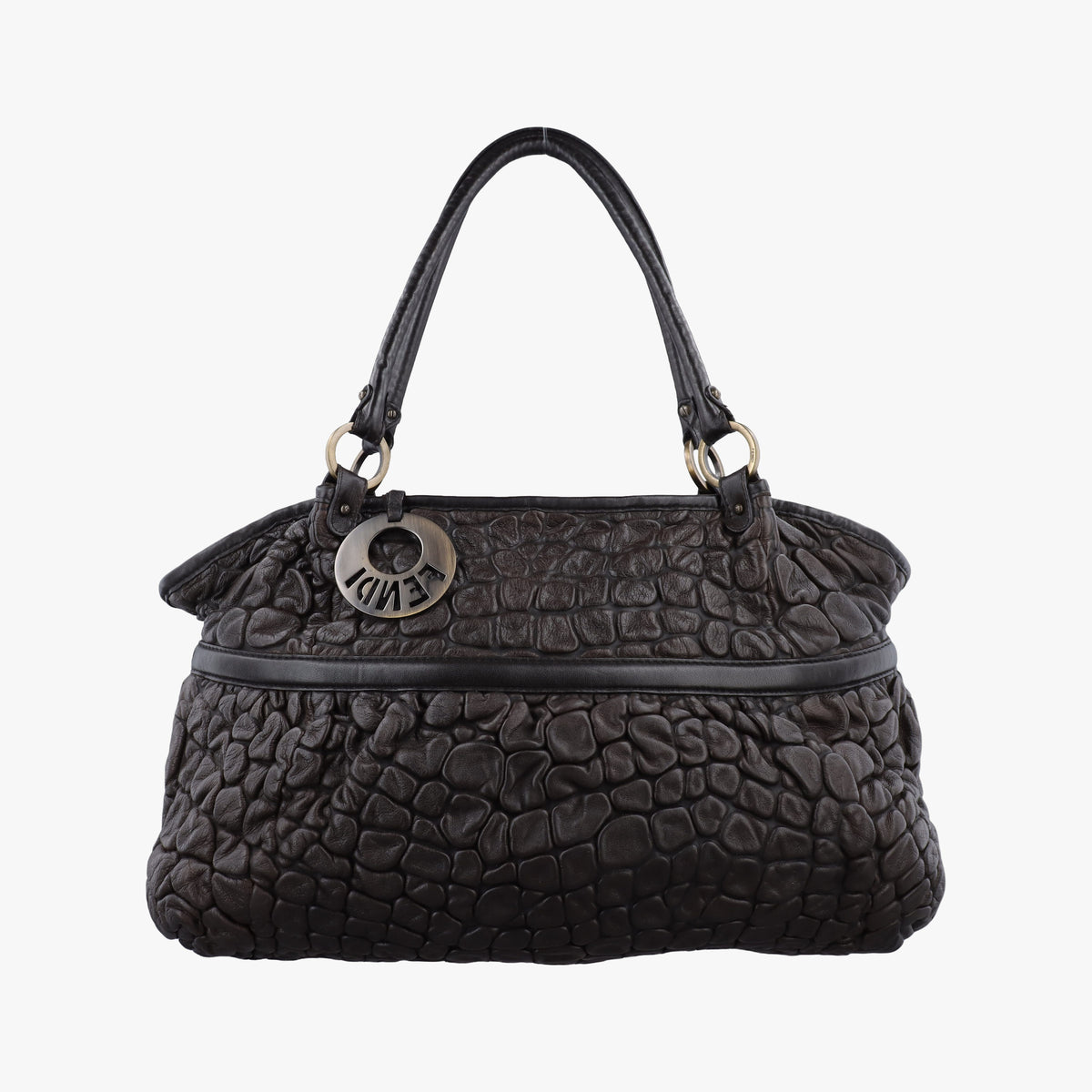 Pre-owned Fendi Chef Brown Leather 8BH186 shoulderbag | stylenewstar