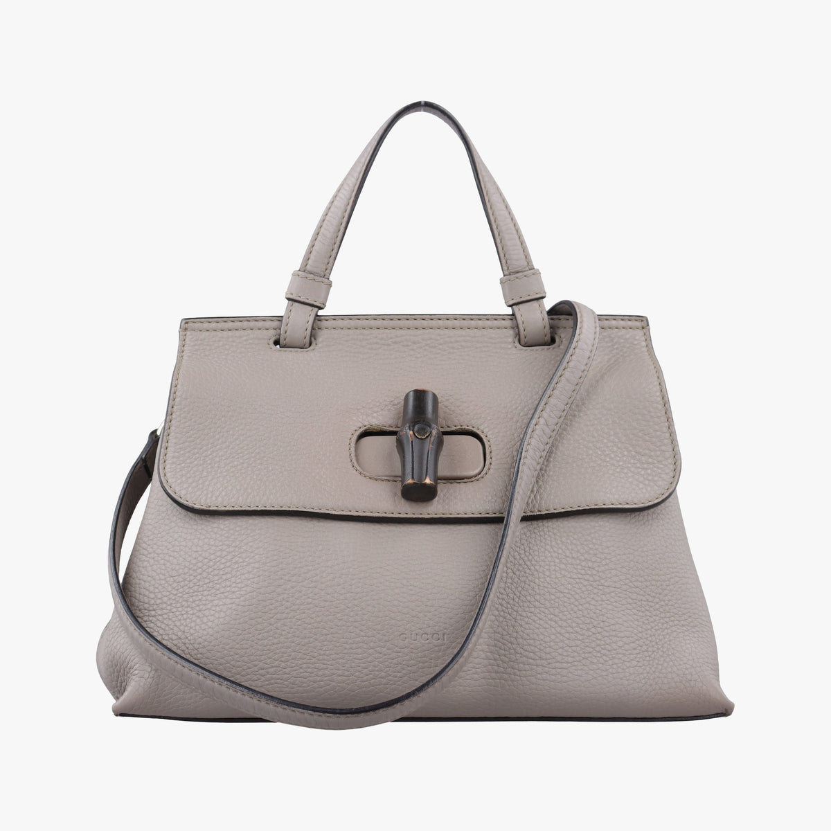 Pre-owned Gucci Bamboo Daily Grey Leather 370831 shoulderbag | stylenewstar