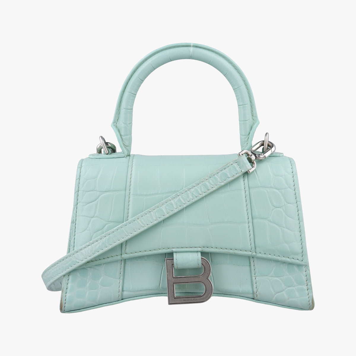 Pre-owned Balenciaga Hourglas Green leather  shoulderbag | stylenewstar