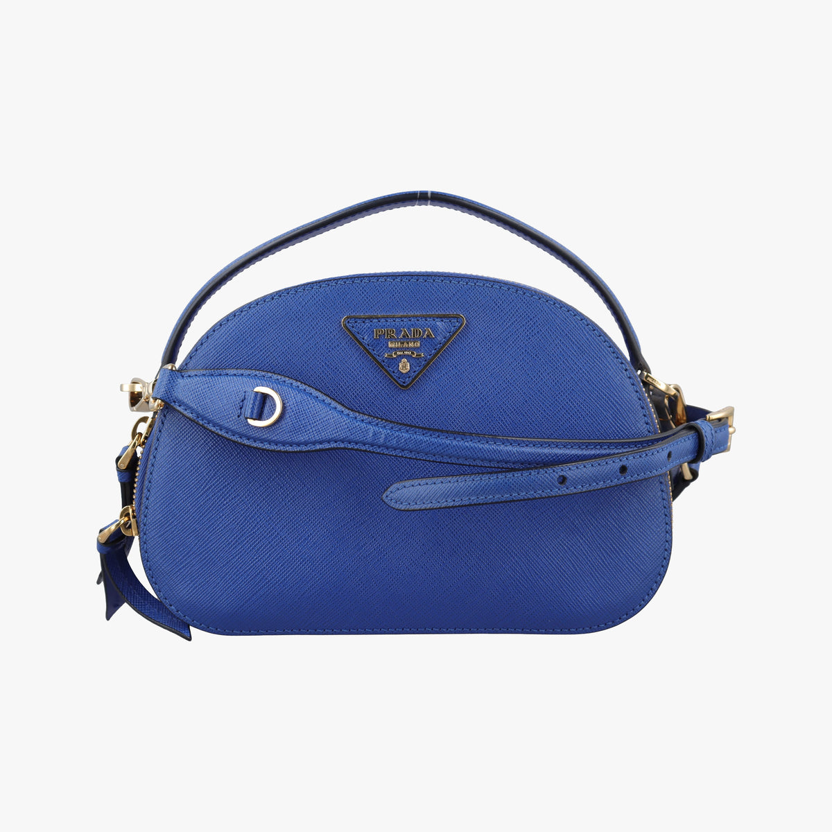 Pre-owned Prada Odette Blue SAFFIANO Leather 1BH123 shoulderbag | stylenewstar