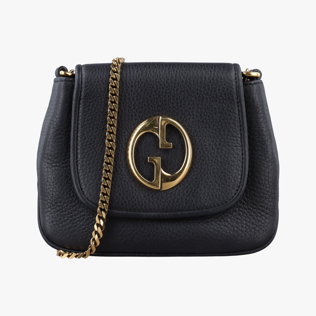 Pre-owned Gucci 1973 Double G Black Leather 251821 shoulderbag | stylenewstar