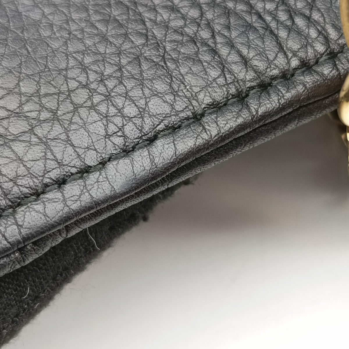 Pre-owned Gucci 1973 Double G Black Leather 251821 shoulderbag | stylenewstar
