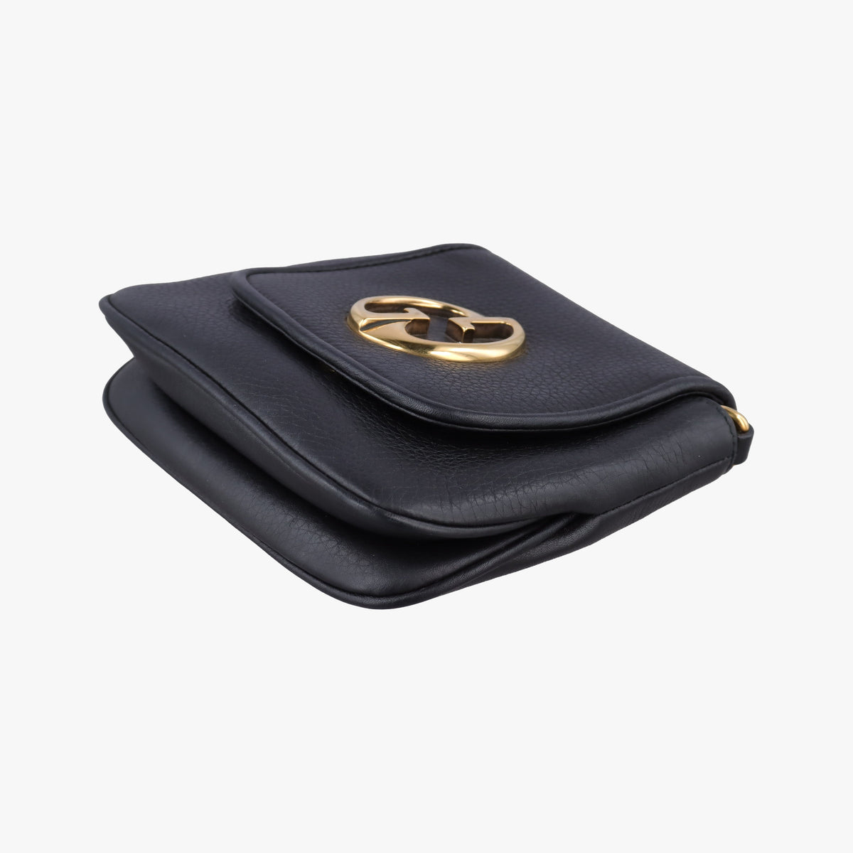Pre-owned Gucci 1973 Double G Black Leather 251821 shoulderbag | stylenewstar