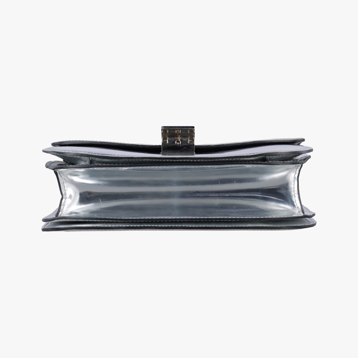 Pre-owned Celine Classic Box Silver Patent Leather  shoulderbag | stylenewstar