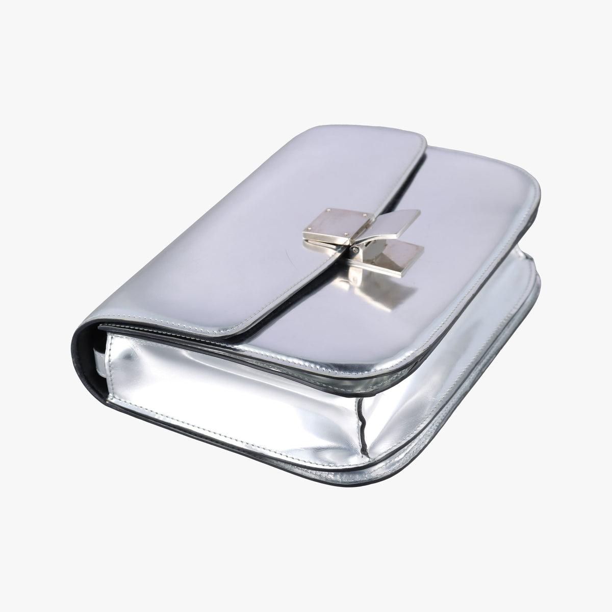Pre-owned Celine Classic Box Silver Patent Leather  shoulderbag | stylenewstar