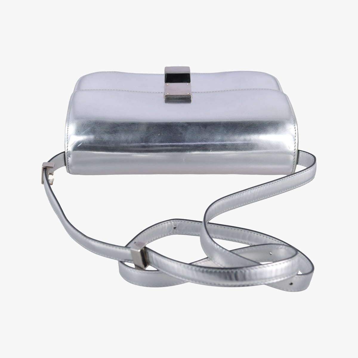 Pre-owned Celine Classic Box Silver Patent Leather  shoulderbag | stylenewstar