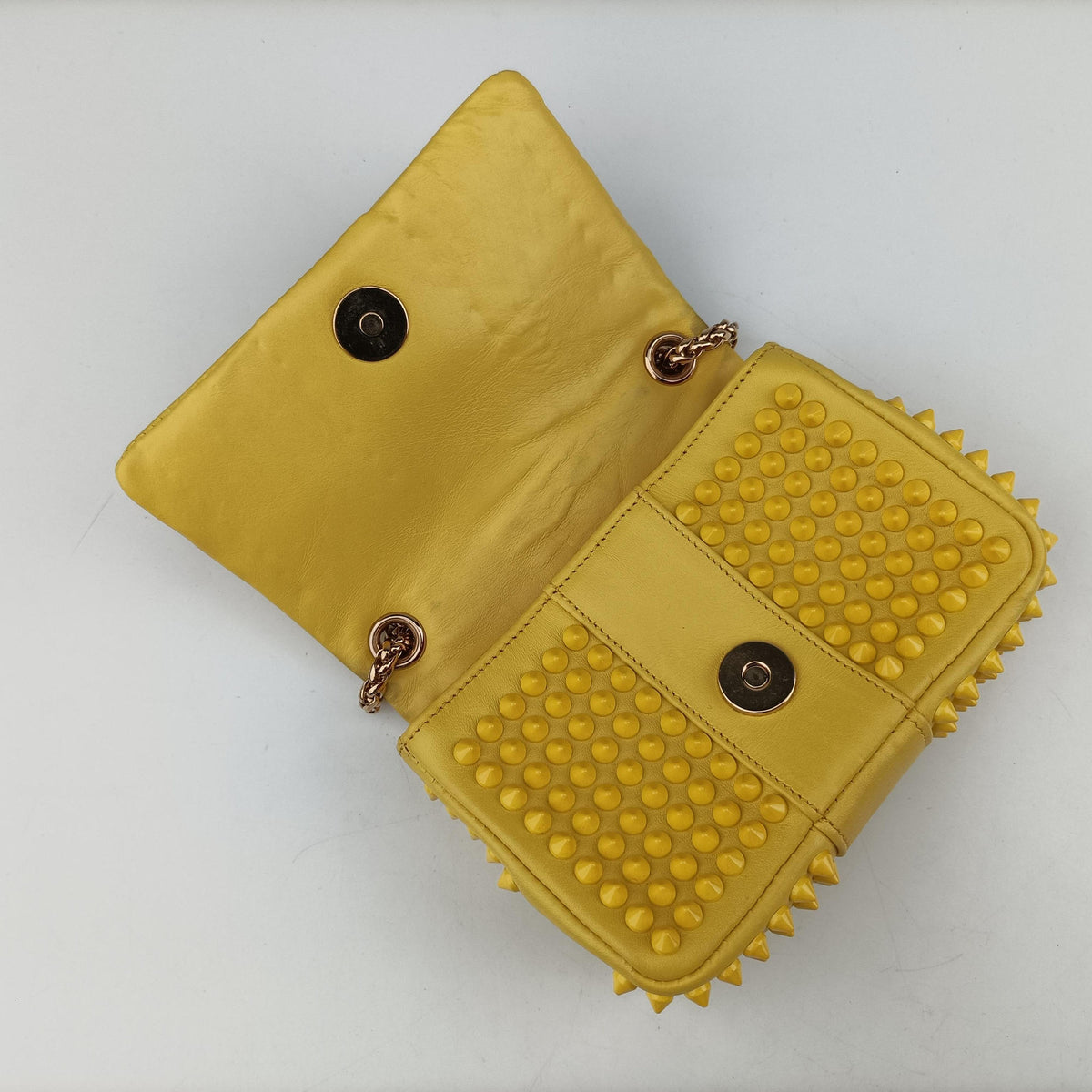 Vintage Christian Louboutin Sweet Charity Scarabe Spike Yellow Leather  shoulderbag | stylenewstar