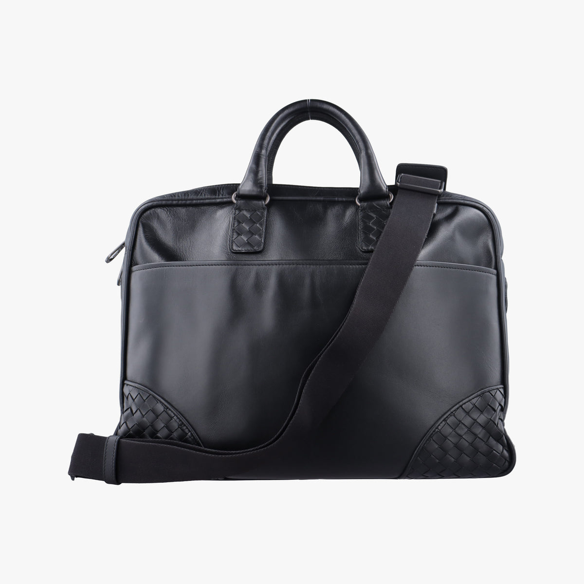 Pre-owned Bottega Veneta Intrecciato Black Lambskin  shoulderbag | stylenewstar