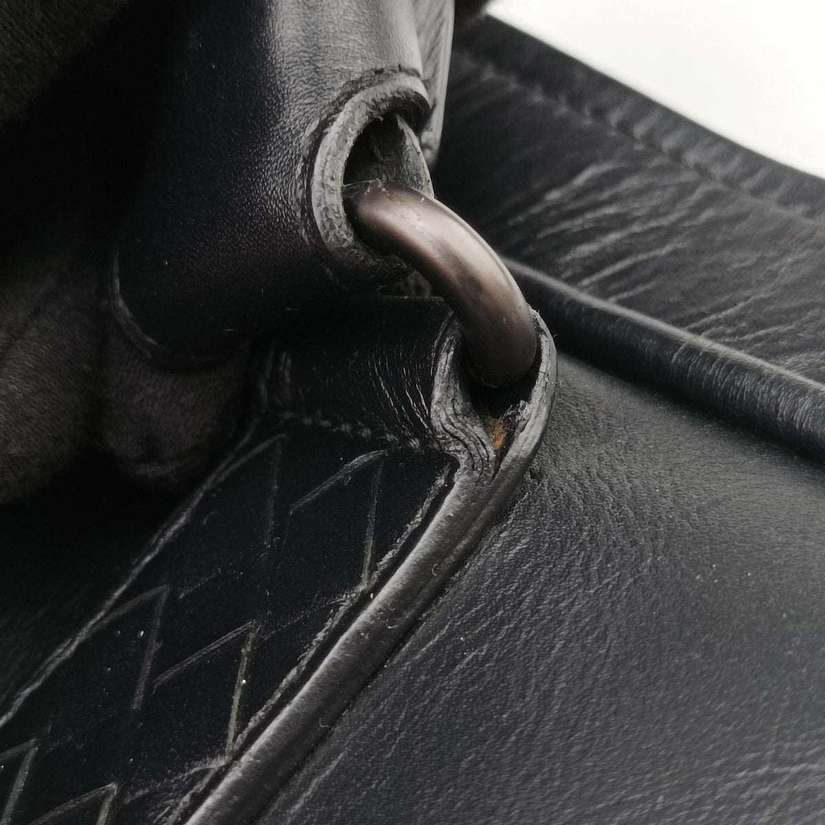 Pre-owned Bottega Veneta Intrecciato Black Lambskin  shoulderbag | stylenewstar