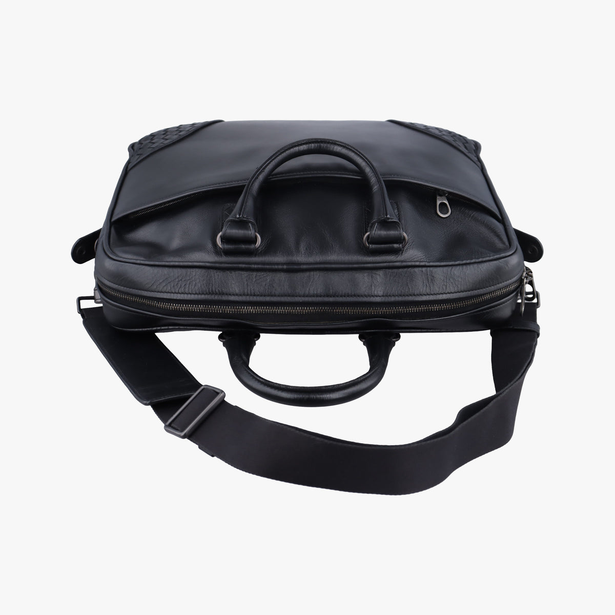 Pre-owned Bottega Veneta Intrecciato Black Lambskin  shoulderbag | stylenewstar