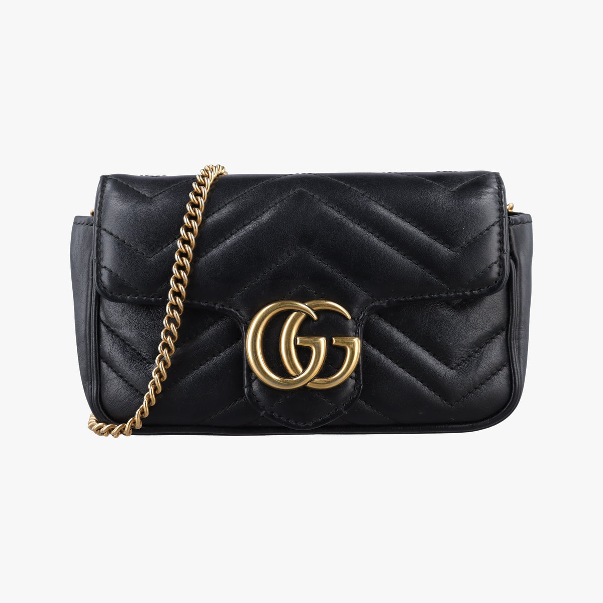 Pre-owned Gucci GG Marmont Black Leather 476433 shoulderbag | stylenewstar