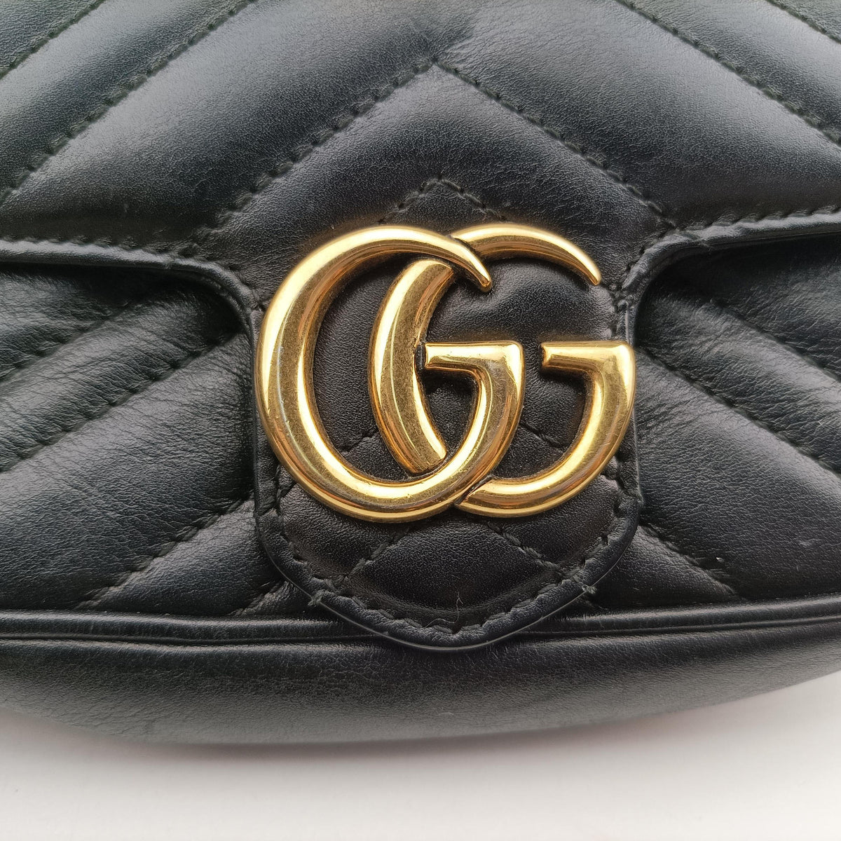 Pre-owned Gucci GG Marmont Black Leather 476433 shoulderbag | stylenewstar