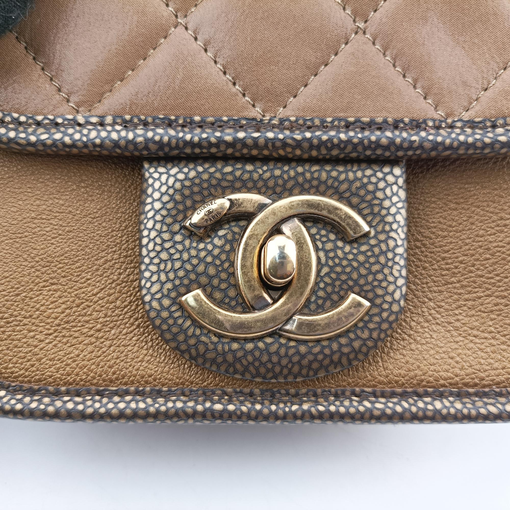 Pre-owned Chanel Back To School Mini Flap Golden Leather A67252 shoulderbag | stylenewstar