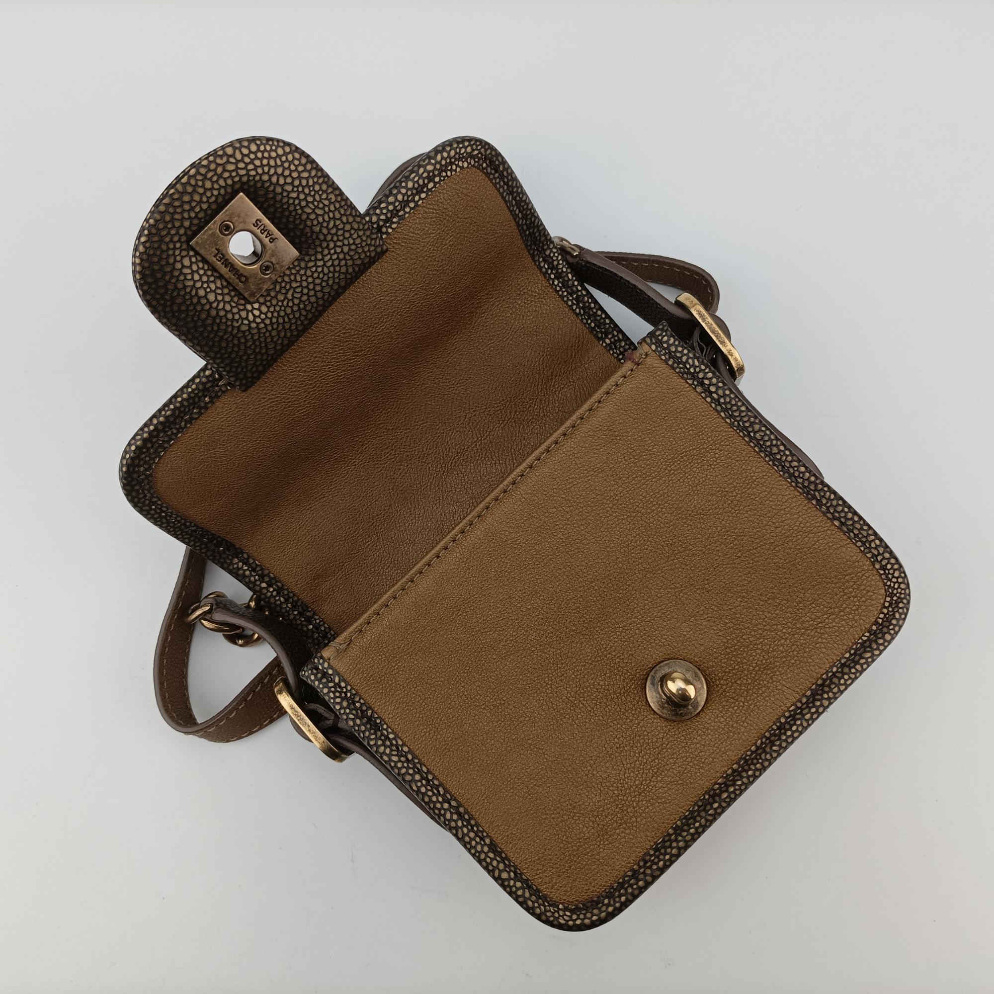 Pre-owned Chanel Back To School Mini Flap Golden Leather A67252 shoulderbag | stylenewstar