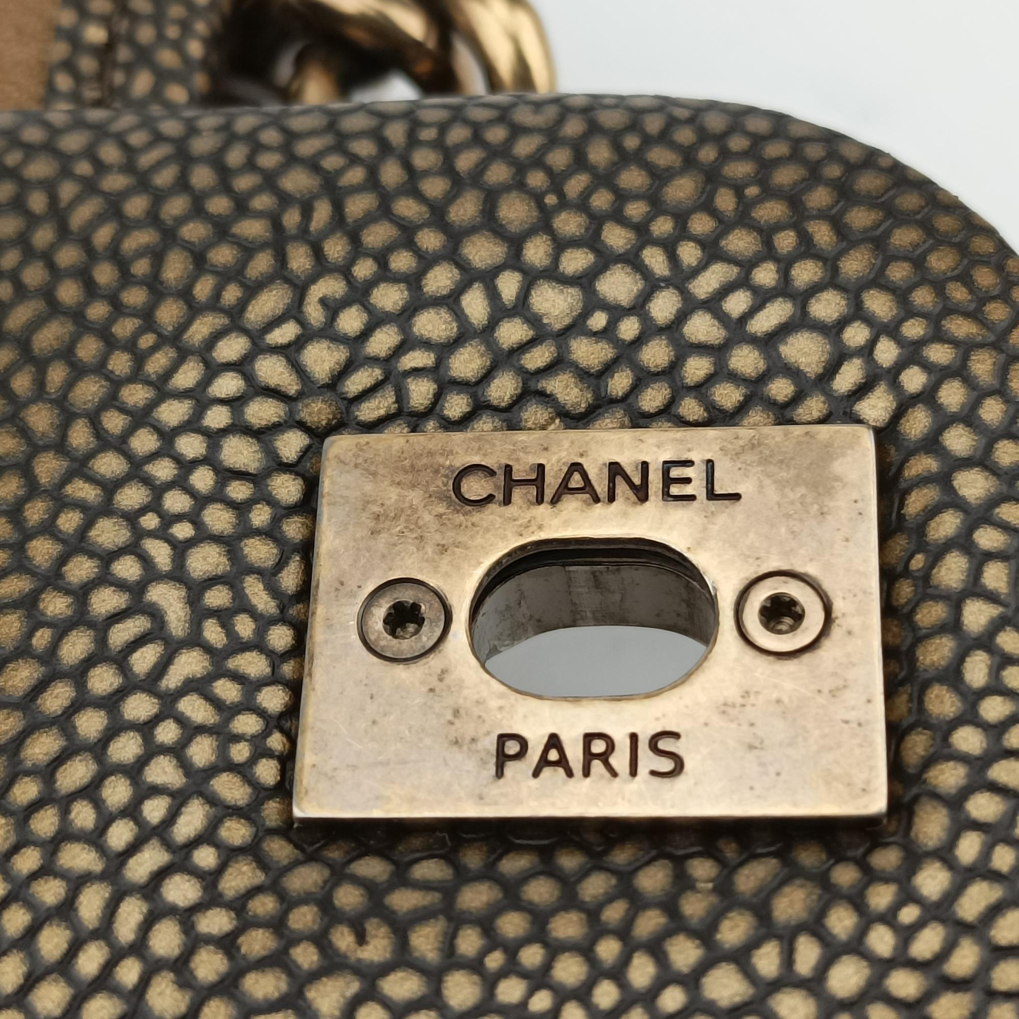 Pre-owned Chanel Back To School Mini Flap Golden Leather A67252 shoulderbag | stylenewstar