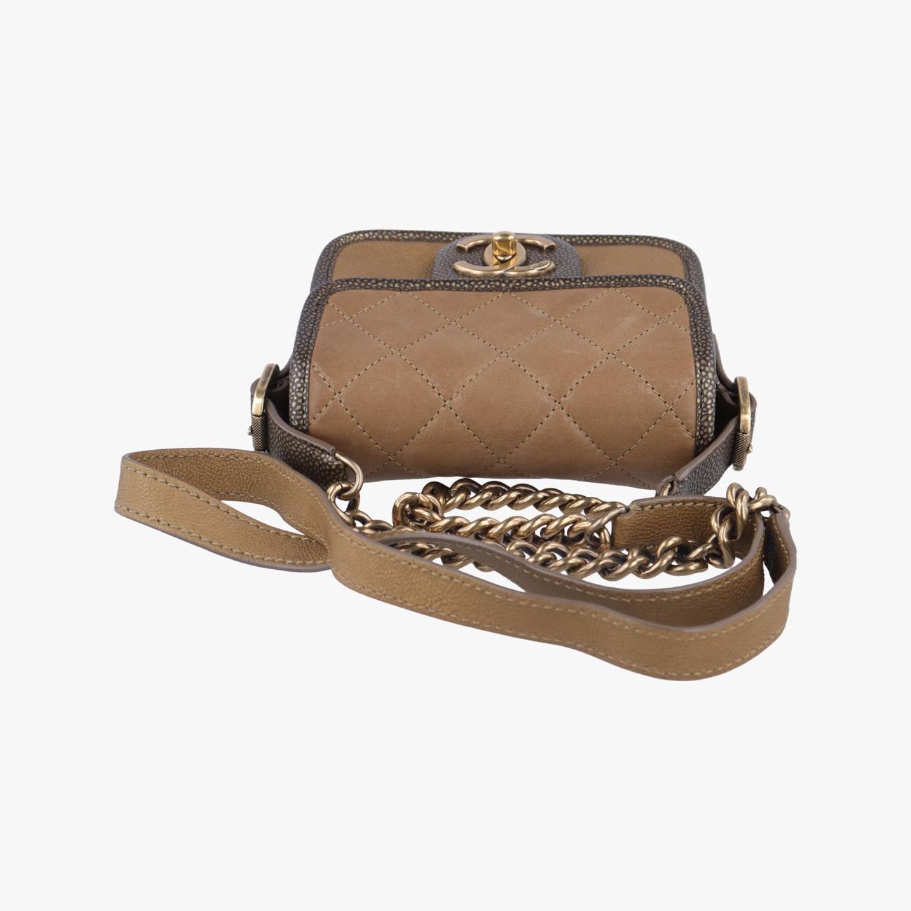 Pre-owned Chanel Back To School Mini Flap Golden Leather A67252 shoulderbag | stylenewstar