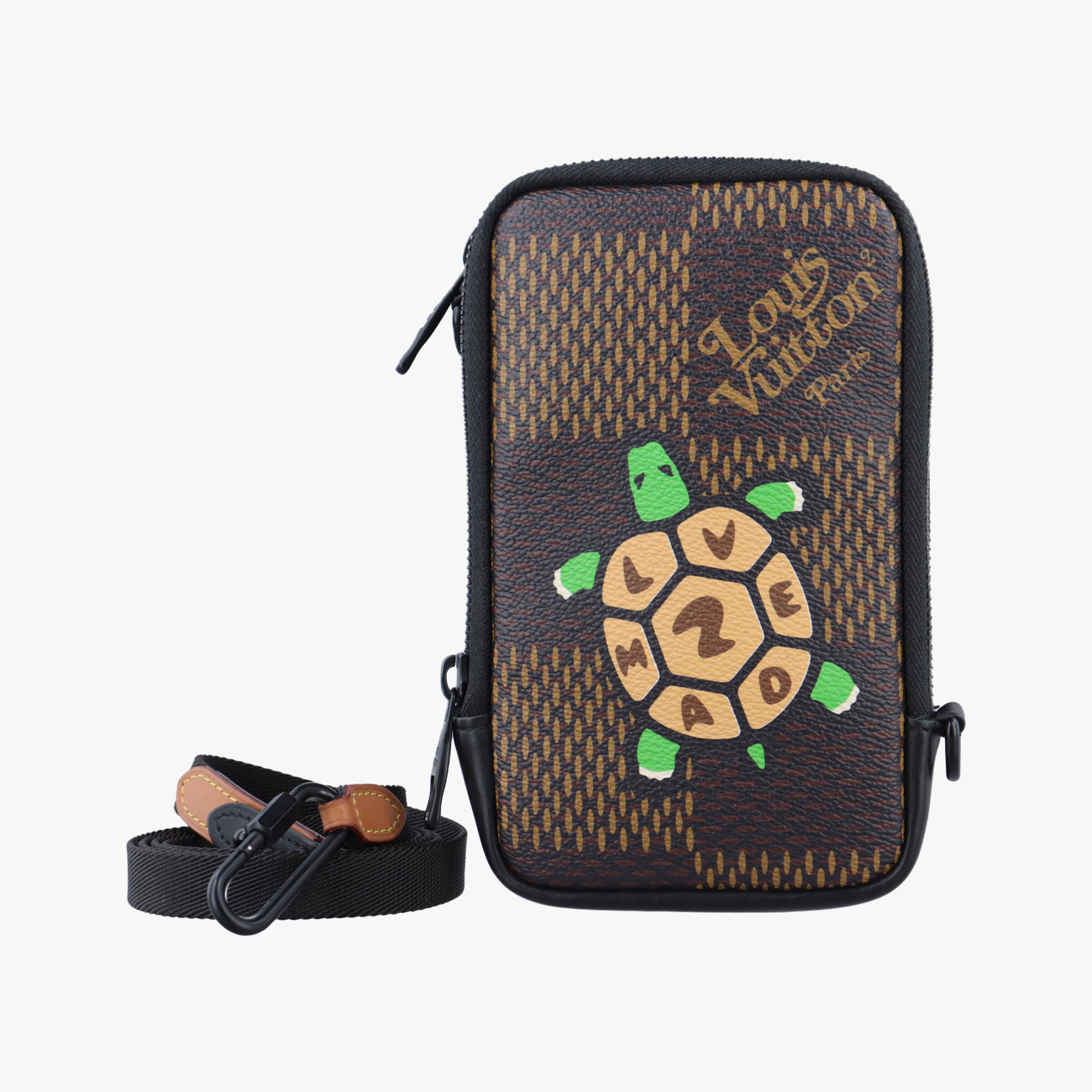 Pre-owned Louis Vuitton NIGO collaboration Double phone pouch EBENE Damier Giant N40377 shoulderbag | stylenewstar