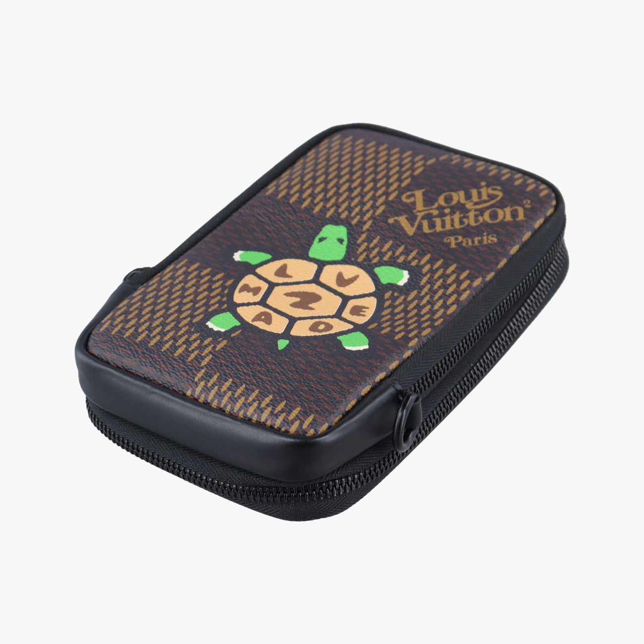 Pre-owned Louis Vuitton NIGO collaboration Double phone pouch EBENE Damier Giant N40377 shoulderbag | stylenewstar