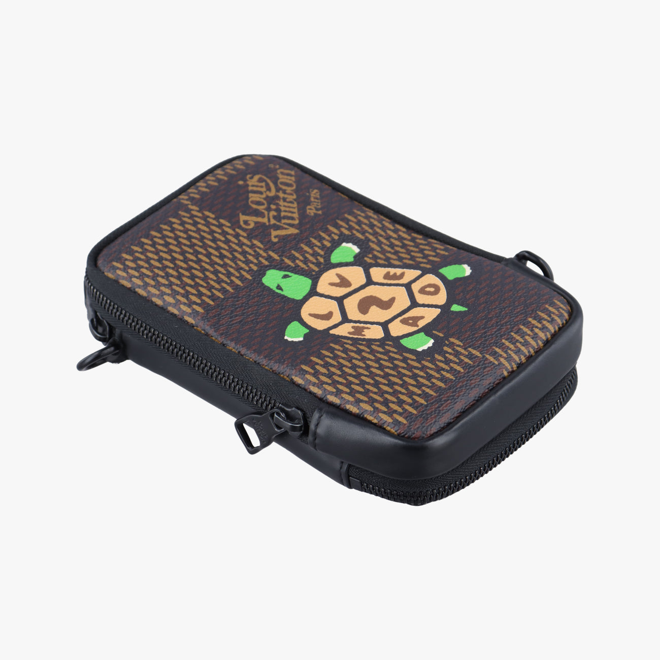 Pre-owned Louis Vuitton NIGO collaboration Double phone pouch EBENE Damier Giant N40377 shoulderbag | stylenewstar