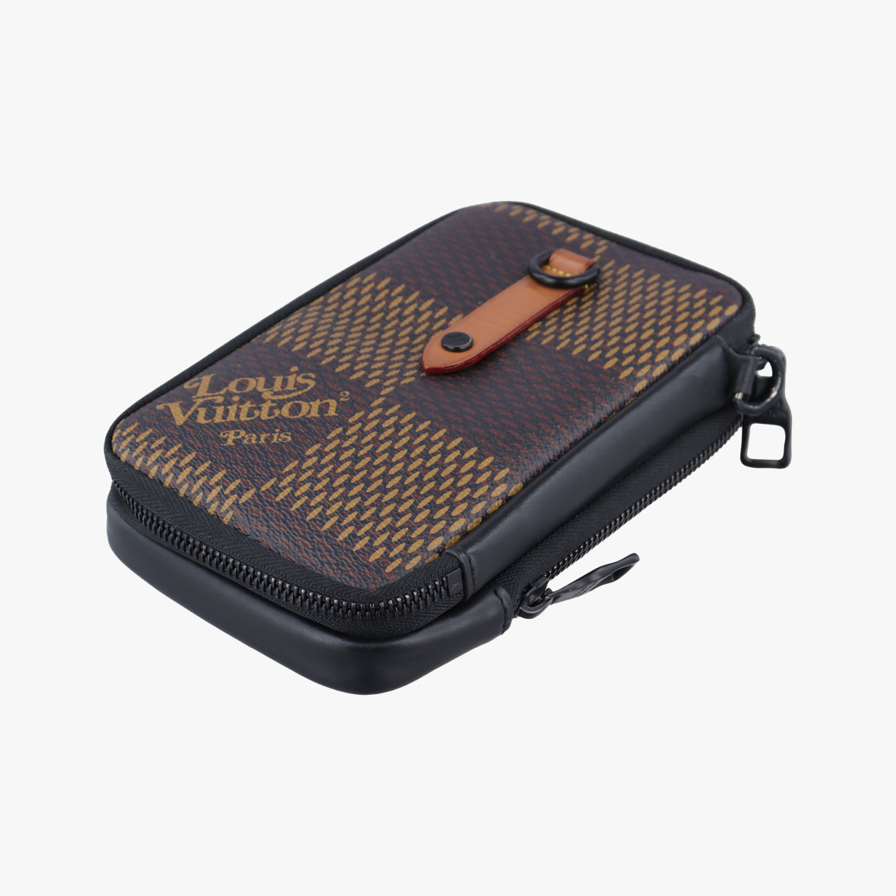 Pre-owned Louis Vuitton NIGO collaboration Double phone pouch EBENE Damier Giant N40377 shoulderbag | stylenewstar