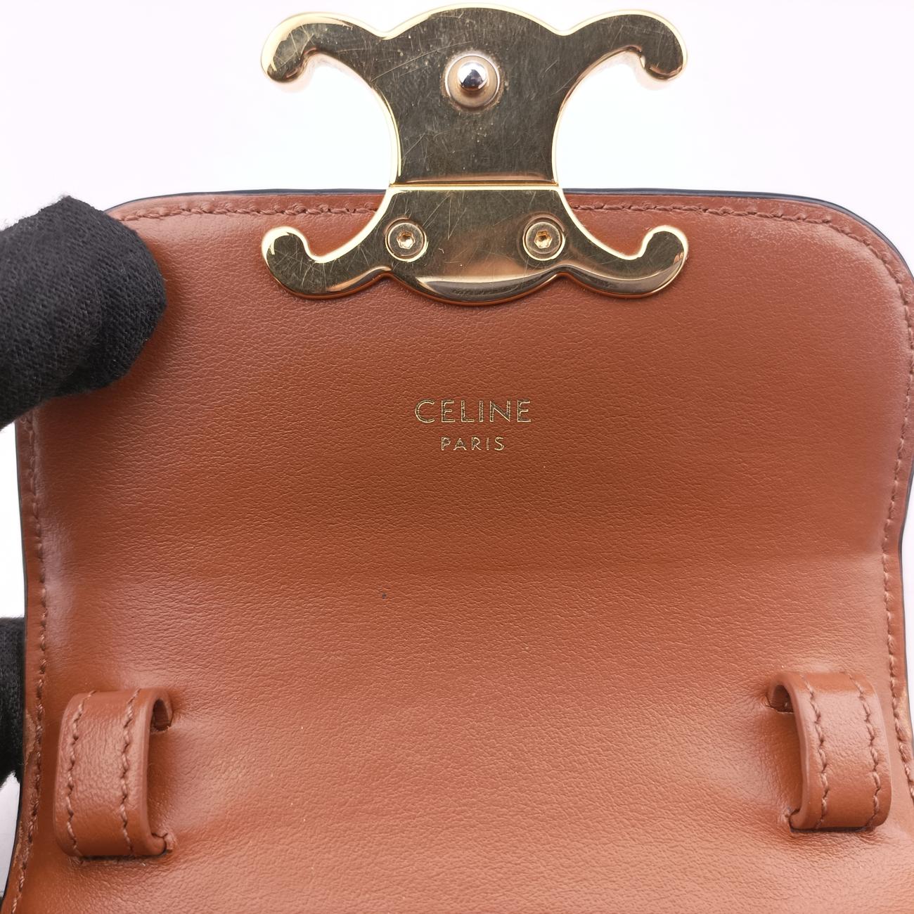 Vintage Celine Mini Triomphe Brown PVC coated canvas  shoulderbag | stylenewstar