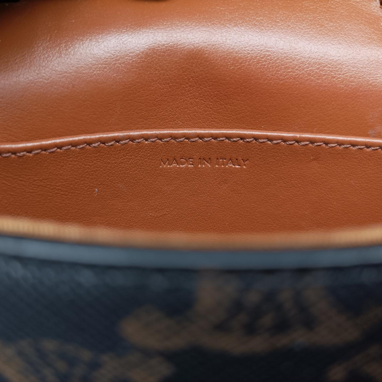 Vintage Celine Mini Triomphe Brown PVC coated canvas  shoulderbag | stylenewstar