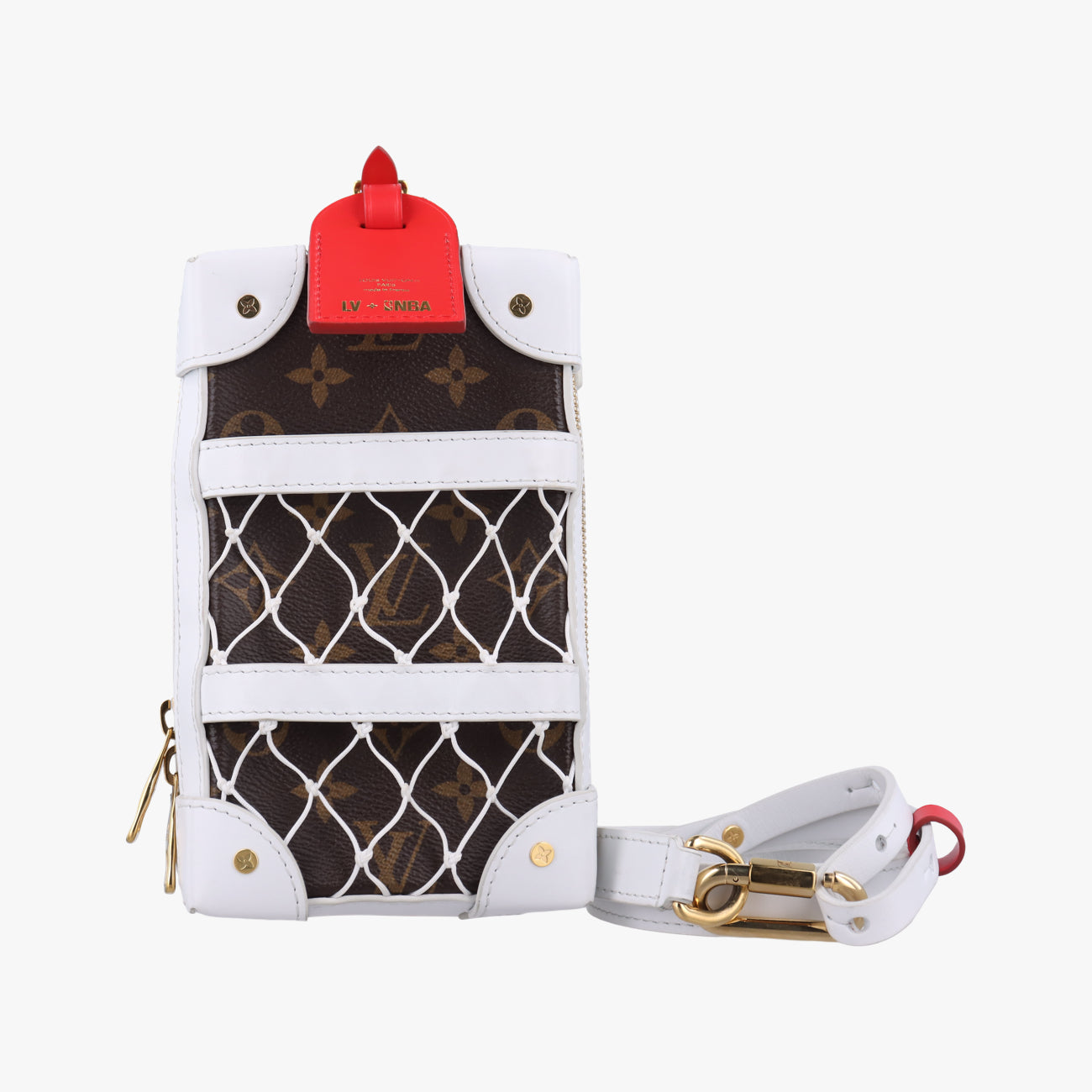 Pre-owned Louis Vuitton Soft Trunk Phone Box brown×white Monogram Canvas×calf leather M80102 shoulderbag | stylenewstar