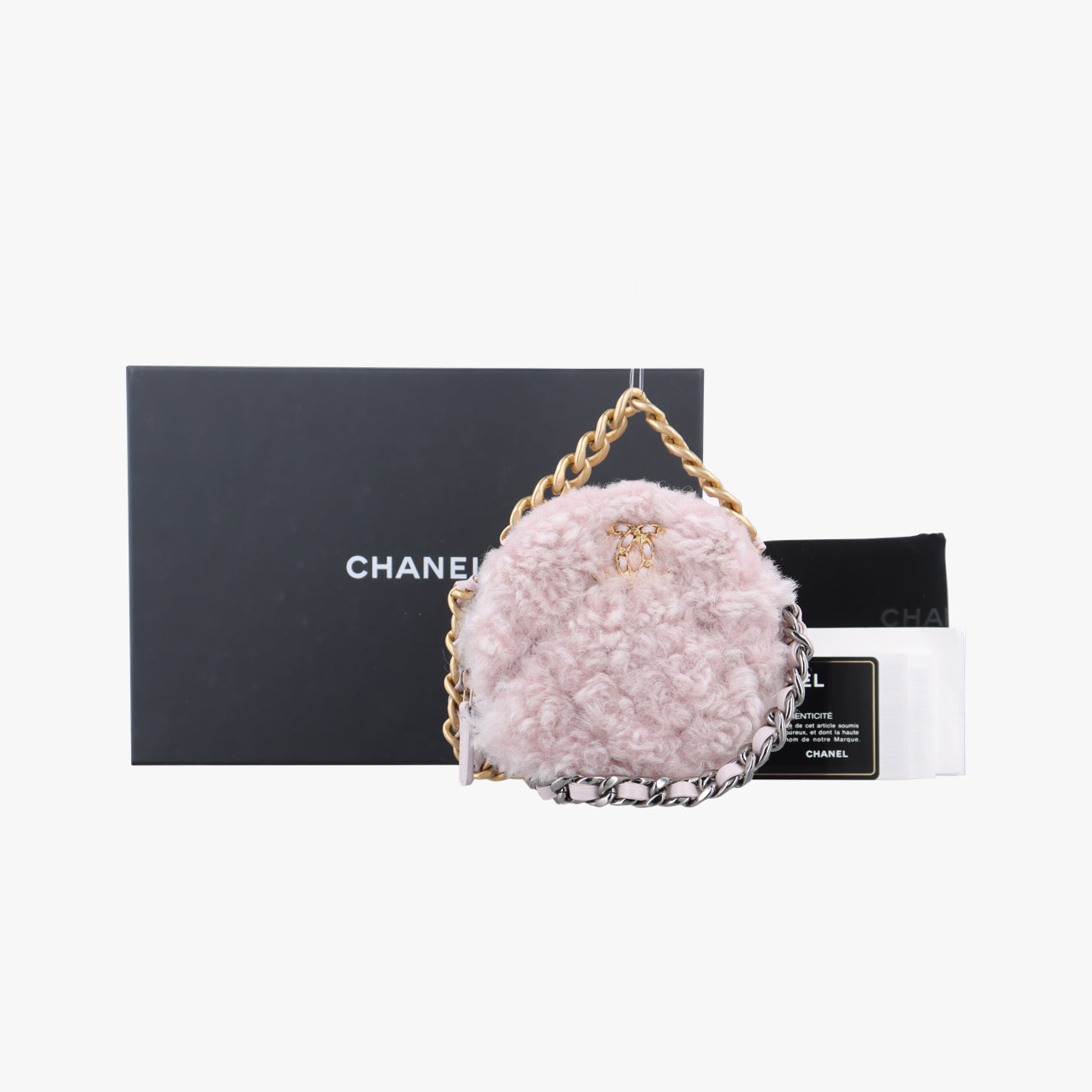 CHANEL 19 Round Pink Leather × wool 30235655