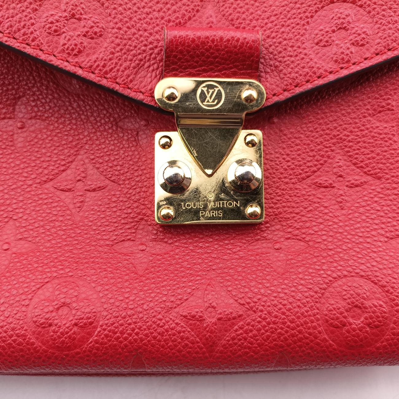 Pre-owned Louis Vuitton Pochette MéTIS MM Scarlet Red Monogram Empreinte M44155 shoulderbag | stylenewstar