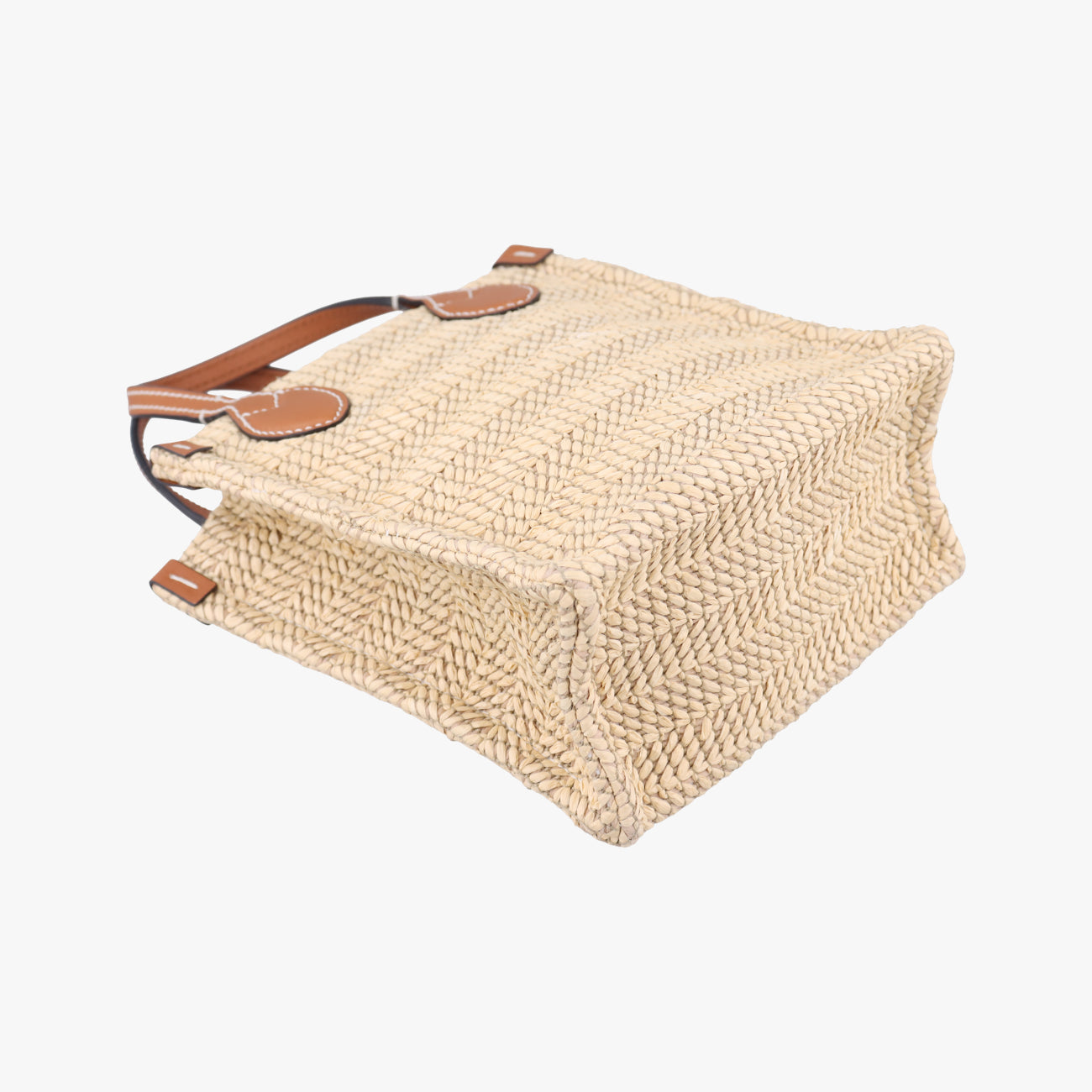 Pre-owned Gucci Super Mini Straw-Effect Brown×beige straw×Leather 780083 shoulderbag | stylenewstar