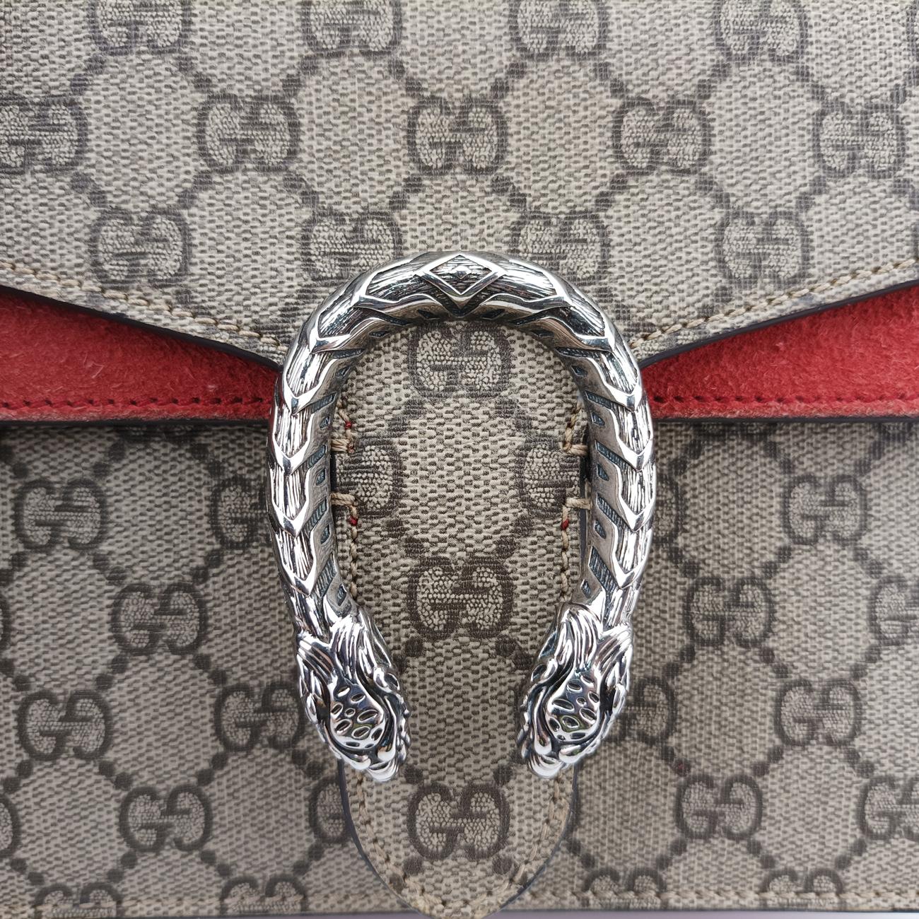 Pre-owned Gucci Dionysus beige×red PVC coated canvas × suede 421970 shoulderbag | stylenewstar