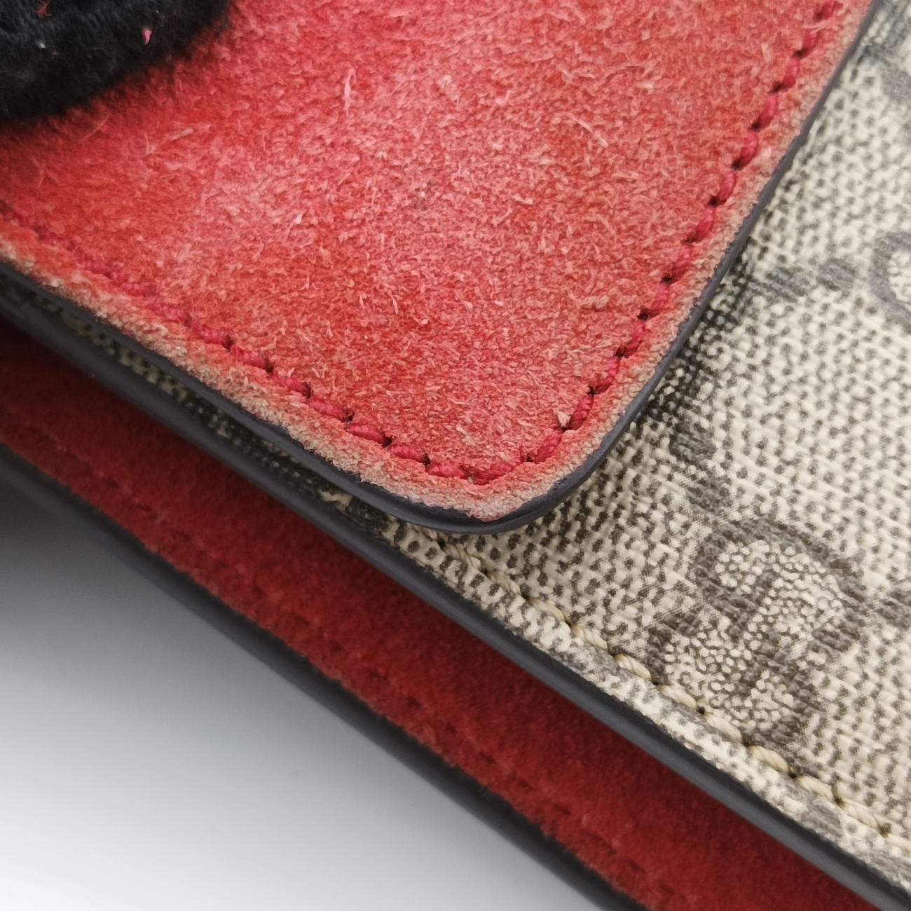 Pre-owned Gucci Dionysus beige×red PVC coated canvas × suede 421970 shoulderbag | stylenewstar