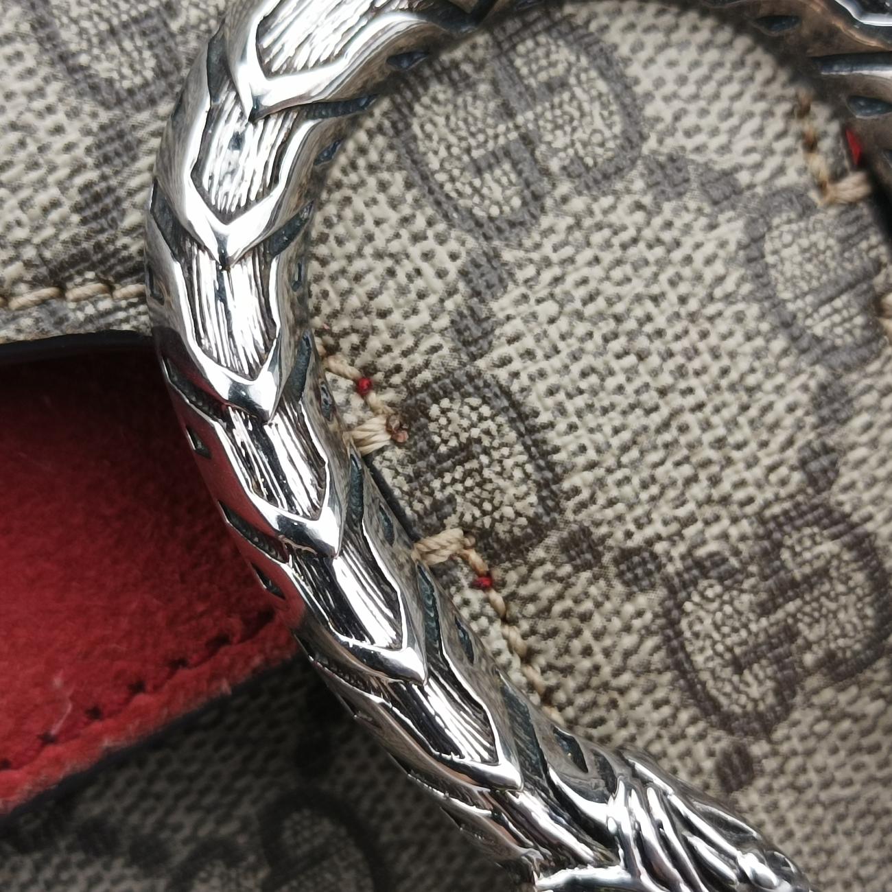 Pre-owned Gucci Dionysus beige×red PVC coated canvas × suede 421970 shoulderbag | stylenewstar