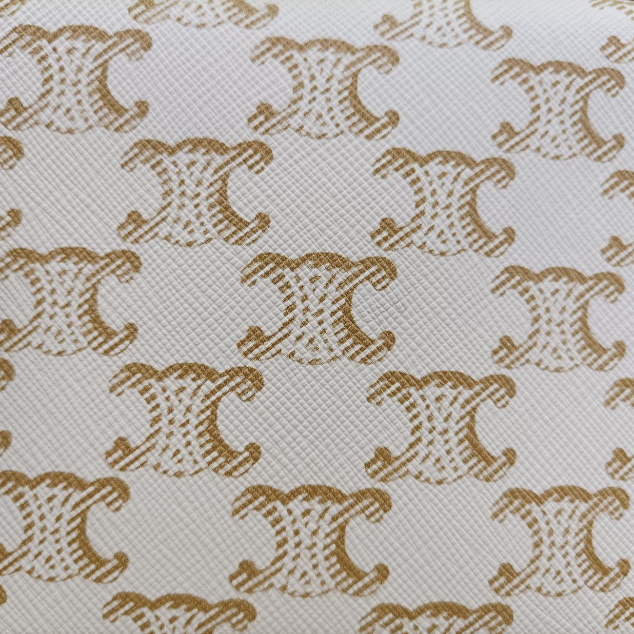 Vintage Celine Triomphe Mini Besace White×brown PVC coated canvas  shoulderbag | stylenewstar