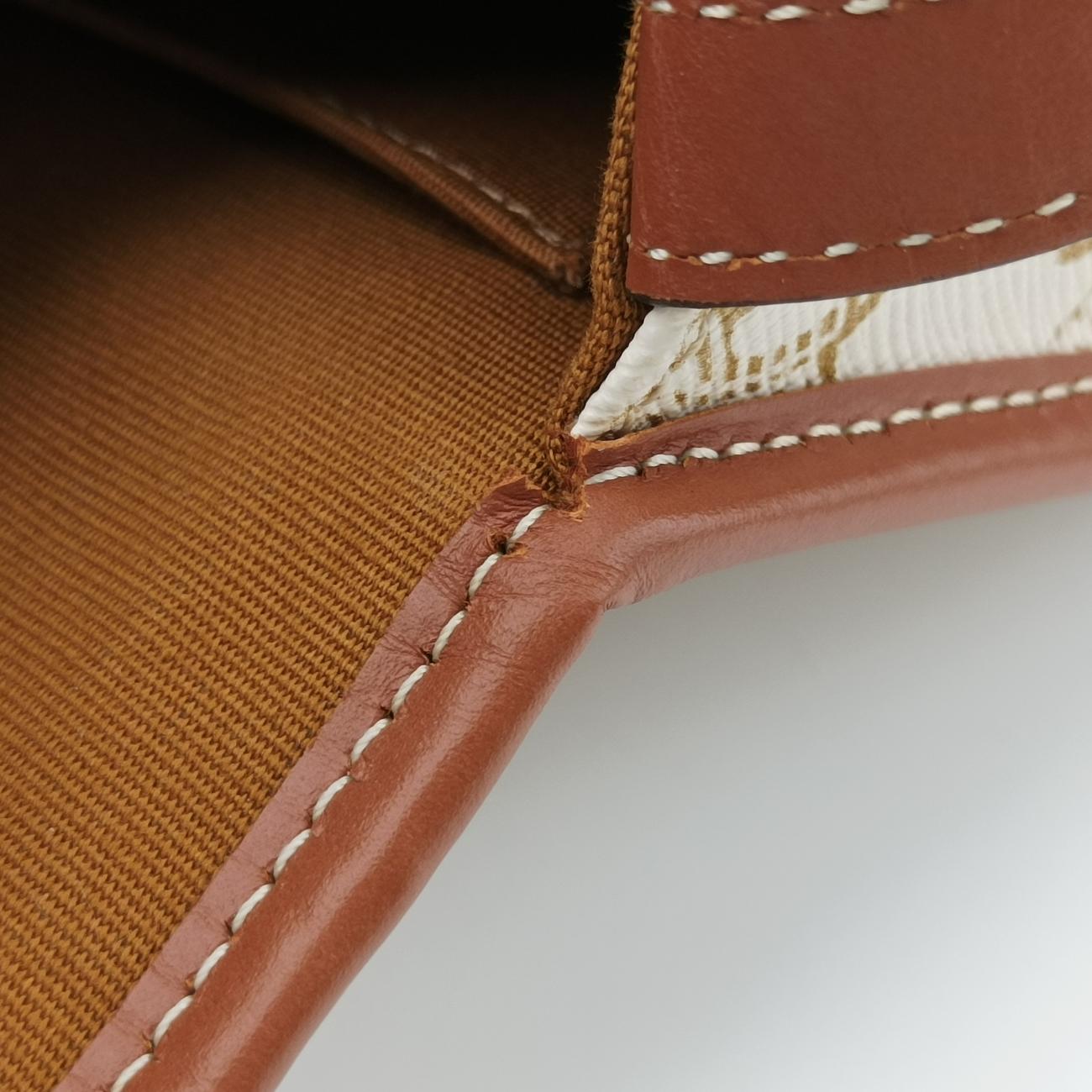 Vintage Celine Triomphe Mini Besace White×brown PVC coated canvas  shoulderbag | stylenewstar