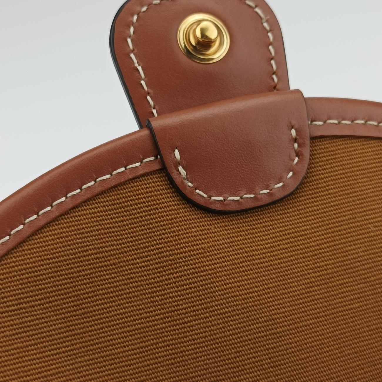 Vintage Celine Triomphe Mini Besace White×brown PVC coated canvas  shoulderbag | stylenewstar