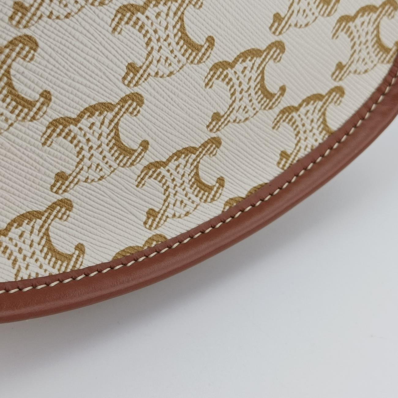 Vintage Celine Triomphe Mini Besace White×brown PVC coated canvas  shoulderbag | stylenewstar