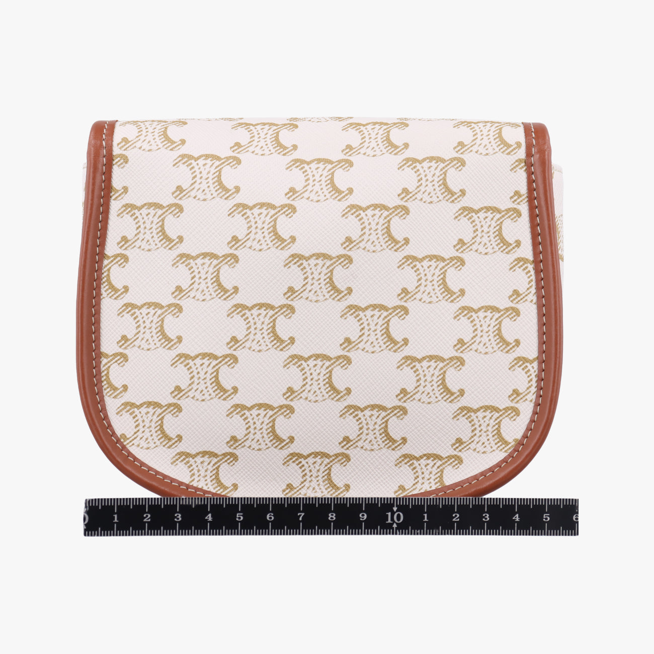 Vintage Celine Triomphe Mini Besace White×brown PVC coated canvas  shoulderbag | stylenewstar