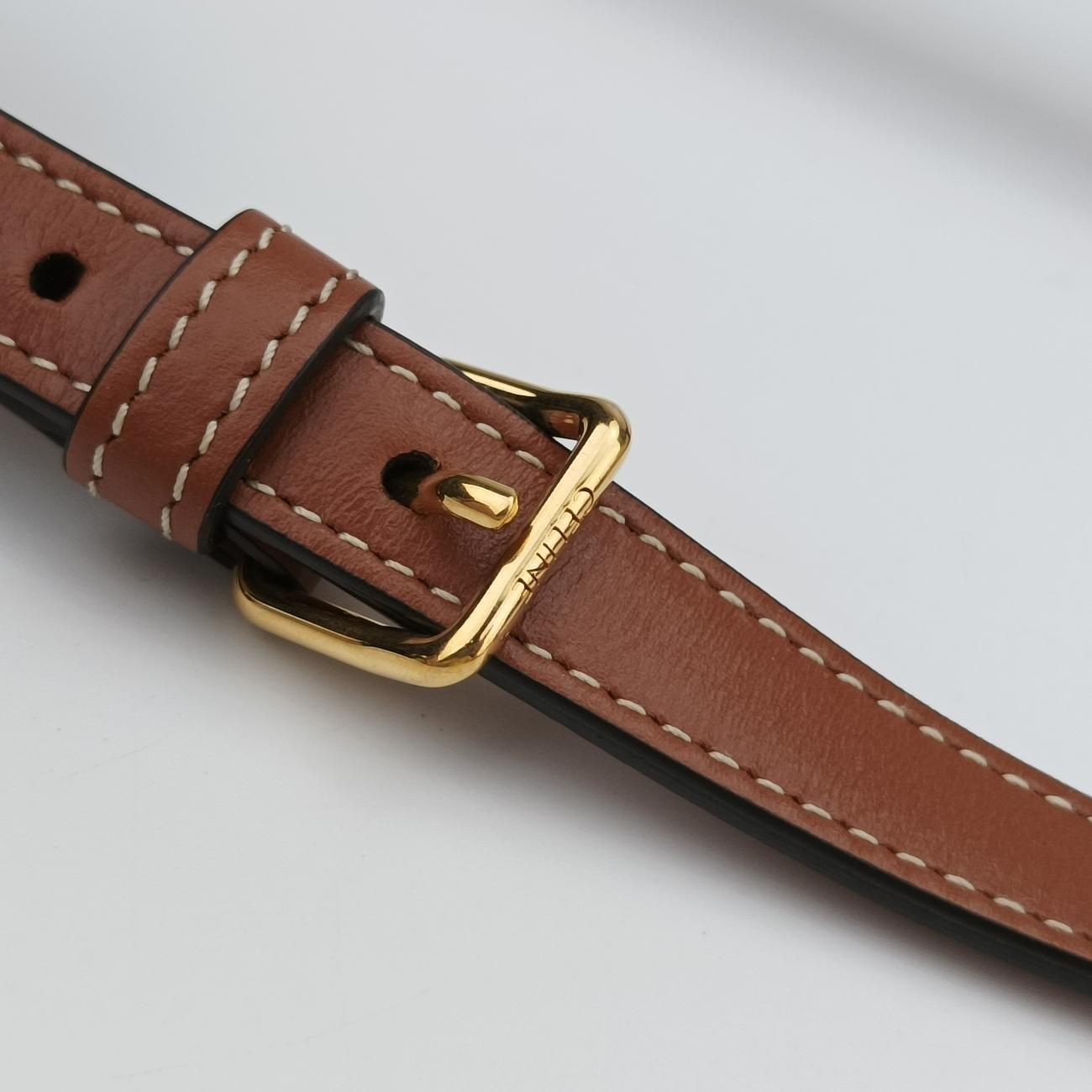 Vintage Celine Triomphe Mini Besace White×brown PVC coated canvas  shoulderbag | stylenewstar