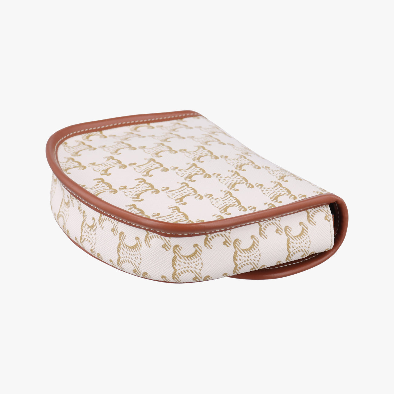 Vintage Celine Triomphe Mini Besace White×brown PVC coated canvas  shoulderbag | stylenewstar