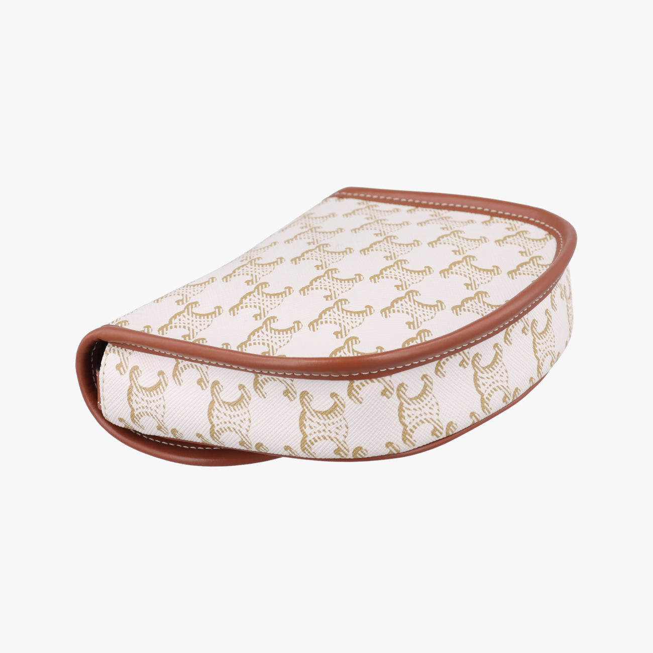 Vintage Celine Triomphe Mini Besace White×brown PVC coated canvas  shoulderbag | stylenewstar