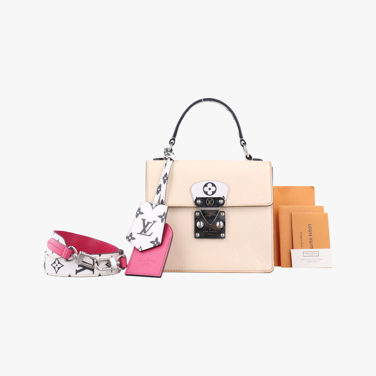 Pre-owned Louis Vuitton Spring Street PM Creme×Rose Vernis×Epi M90454 shoulderbag | stylenewstar